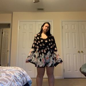 Black and Flora Romper